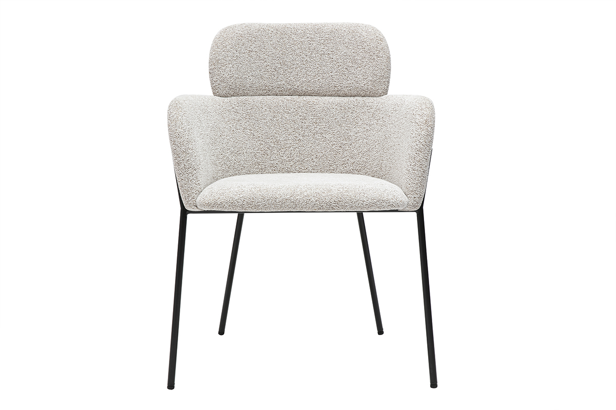 Chaise design en tissu velours chenille beige et mtal noir TULUM