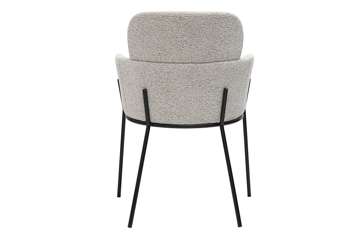 Chaise design en tissu velours chenille beige et mtal noir TULUM