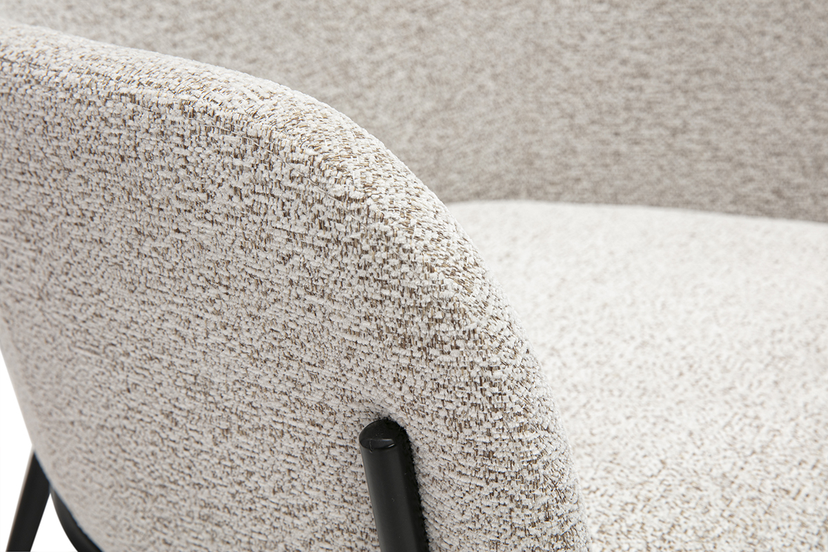 Chaise design en tissu velours chenille beige et mtal noir TULUM