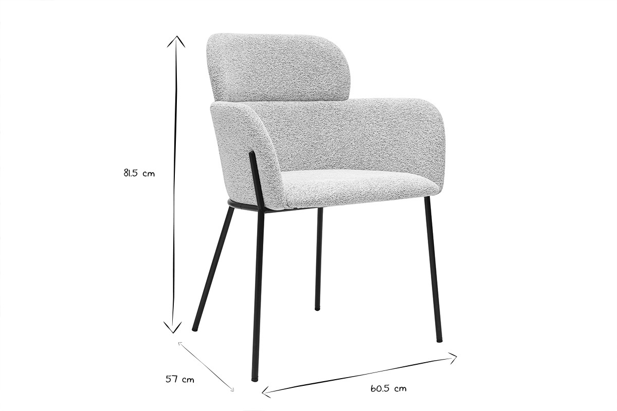 Chaise design en tissu velours chenille beige et mtal noir TULUM