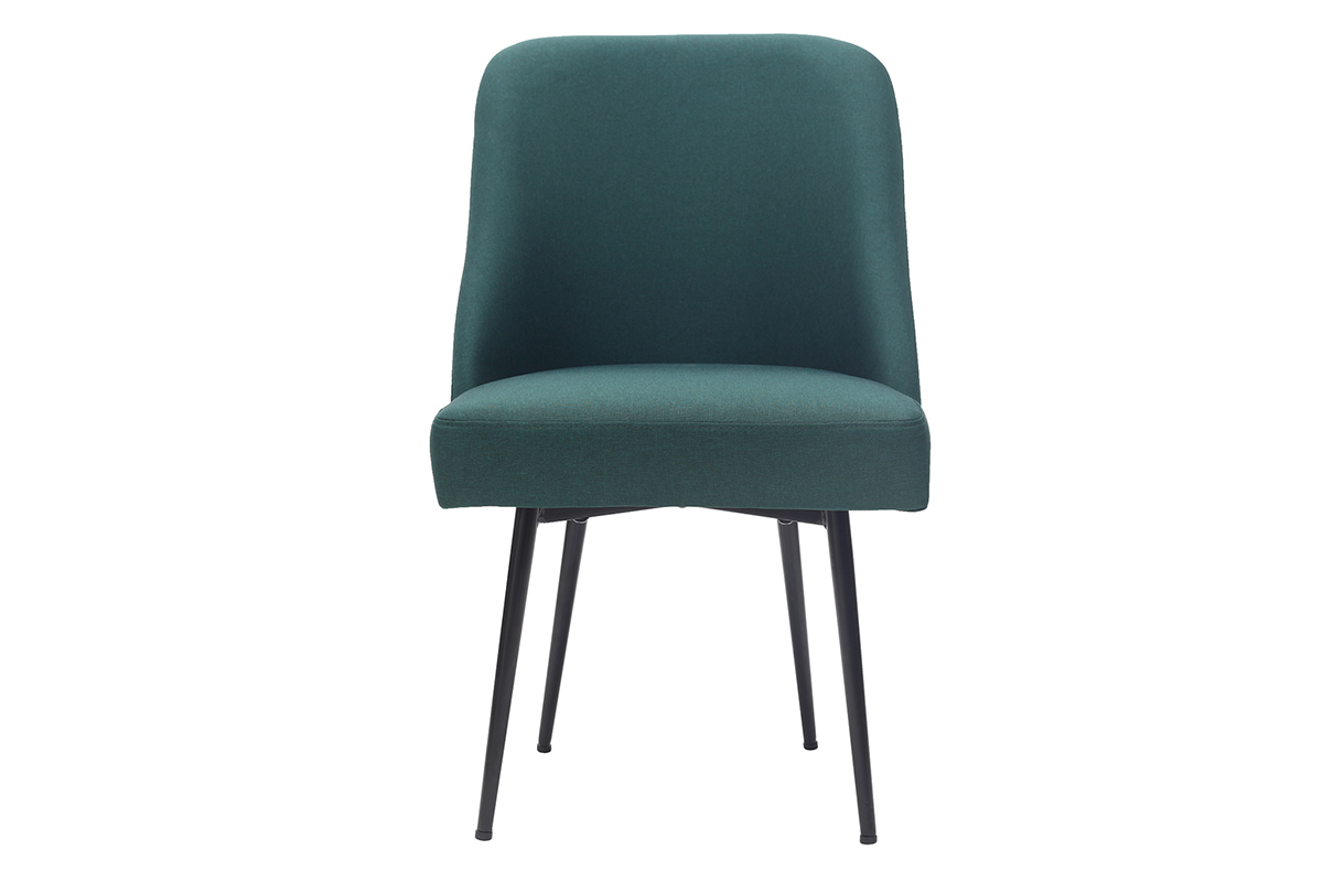 Chaise design en tissu vert fonc� et pieds m�tal noir LOV