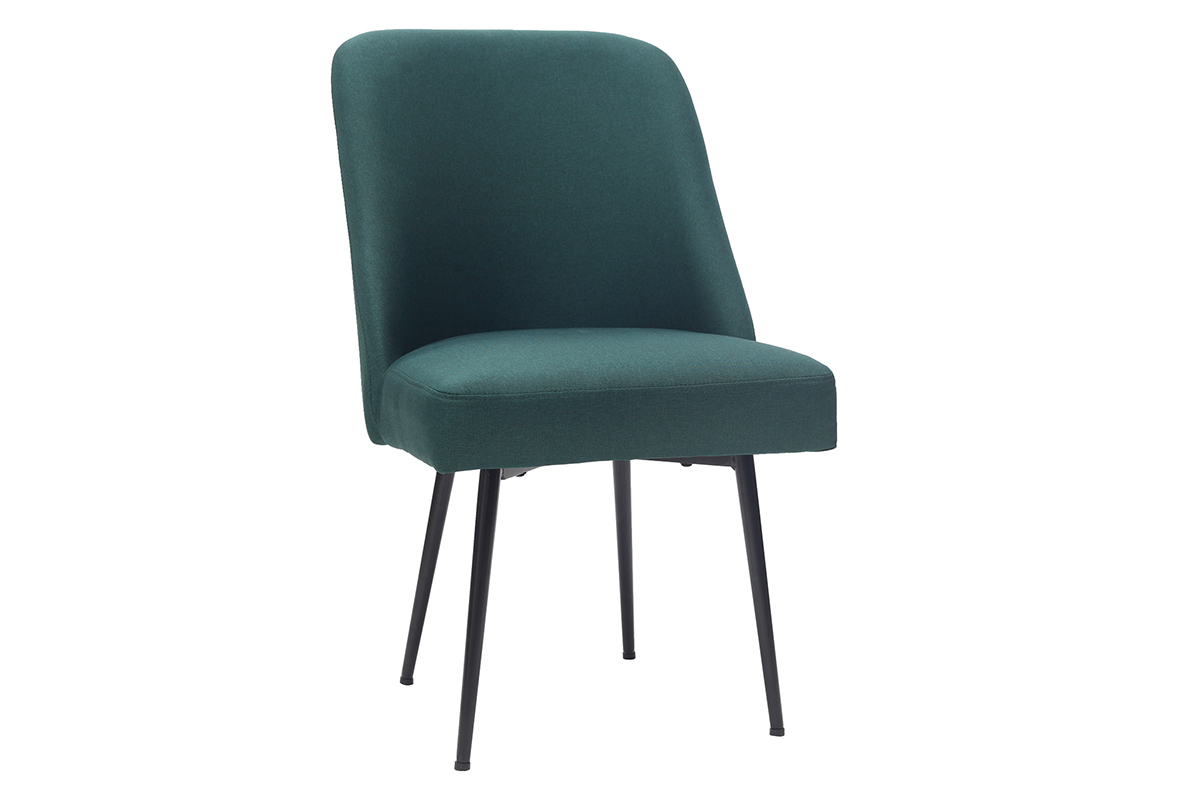 Chaise design en tissu vert fonc� et pieds m�tal noir LOV