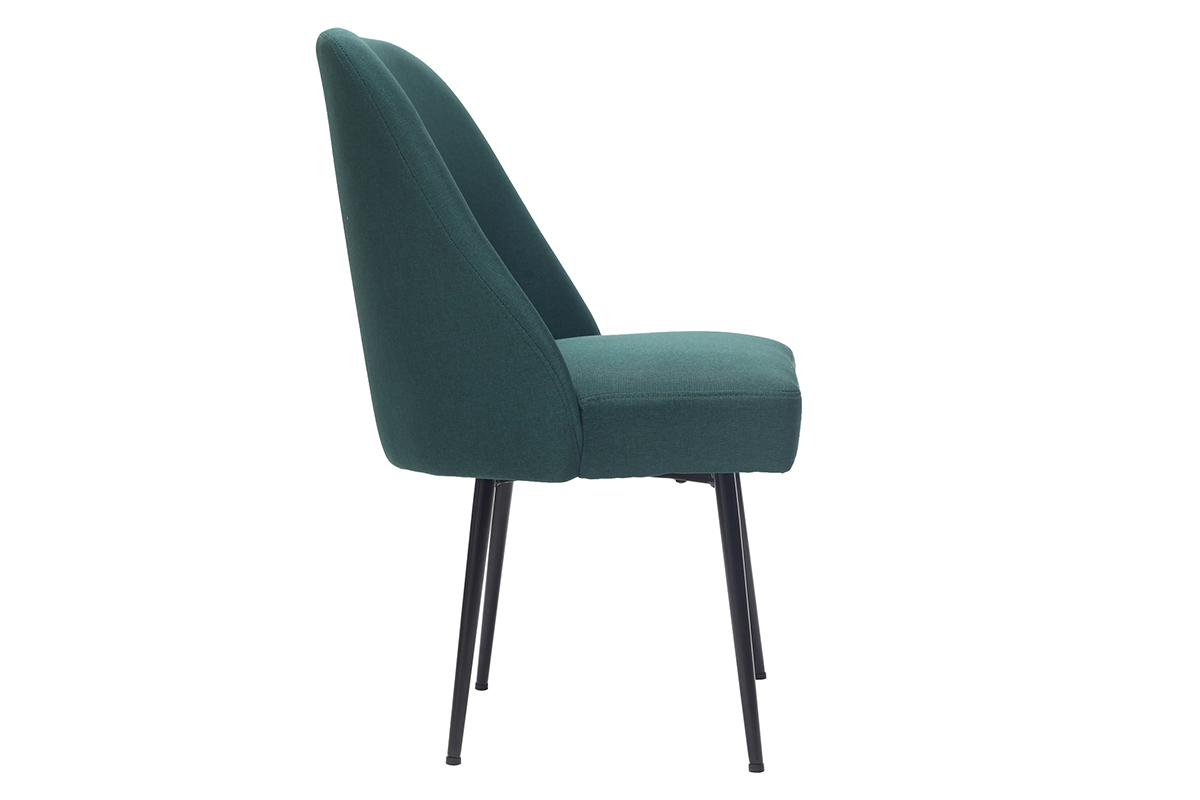 Chaise design en tissu vert fonc� et pieds m�tal noir LOV