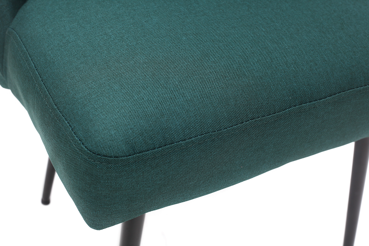 Chaise design en tissu vert fonc� et pieds m�tal noir LOV