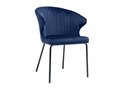 Chaise design en velours bleu fonc&eacute; REQUIEM