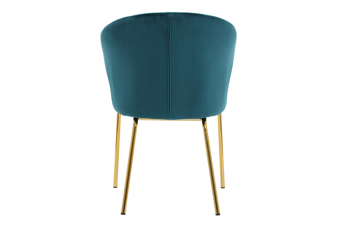 Chaise design en velours bleu ptrole et mtal dor REQUIEM