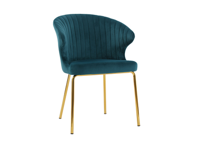 Chaise design en velours bleu p&eacute;trole et m&eacute;tal dor&eacute; REQUIEM - Miliboo & St&eacute;phane Plaza