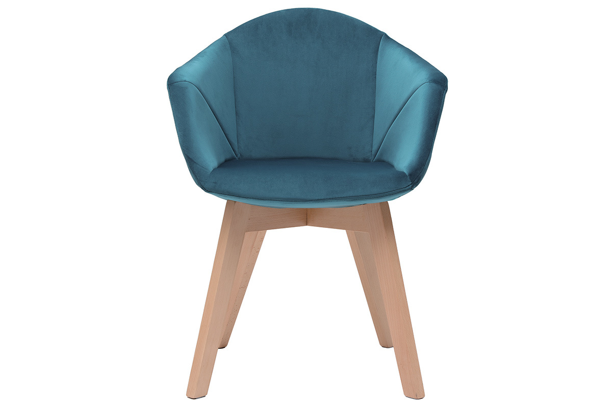 Chaise design en velours bleu p�trole TAYA