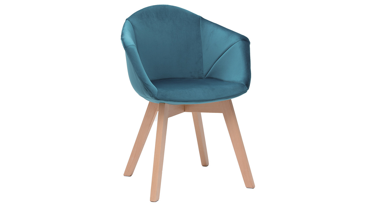 Chaise design en velours bleu ptrole TAYA