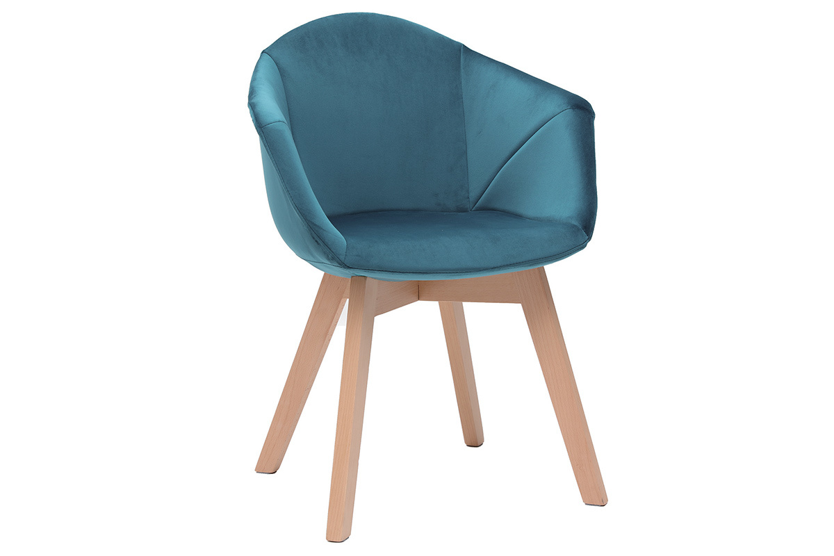 Chaise design en velours bleu p�trole TAYA