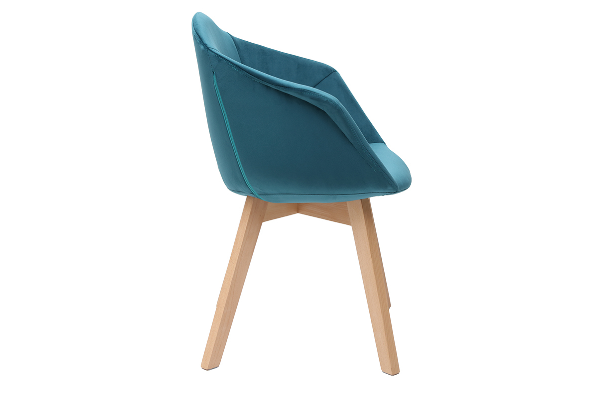 Chaise design en velours bleu p�trole TAYA