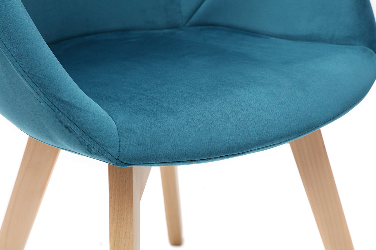 Chaise design en velours bleu p�trole TAYA