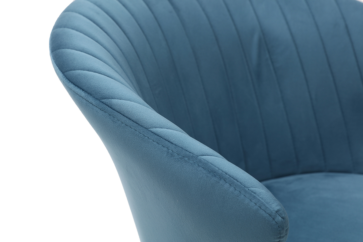 Chaise design en velours bleu REQUIEM