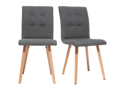 Chaise design gris foncé et bois (lot de 2) HORTA