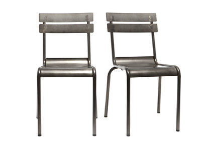 Chaise design m&eacute;tal inox (lot de 2) SHERMAN