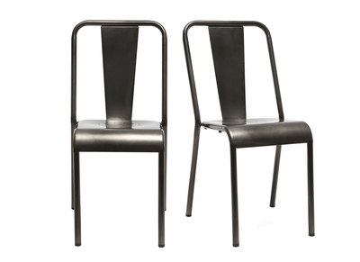 Chaise design m&eacute;tal inox - lot de 2 EVAN