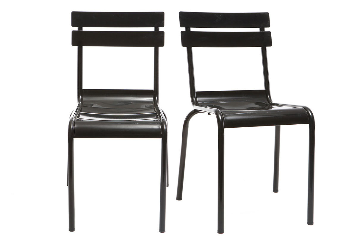 Chaise design m�tal noire (lot de 2) SHERMAN