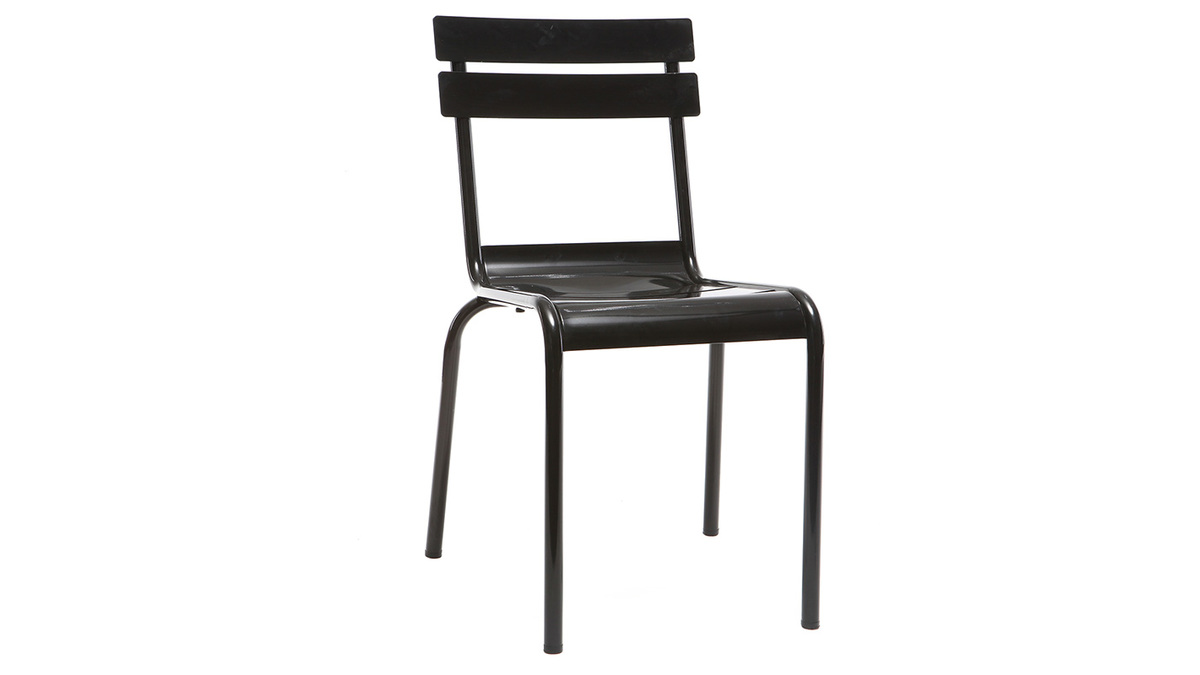 Chaise design mtal noire (lot de 2) SHERMAN