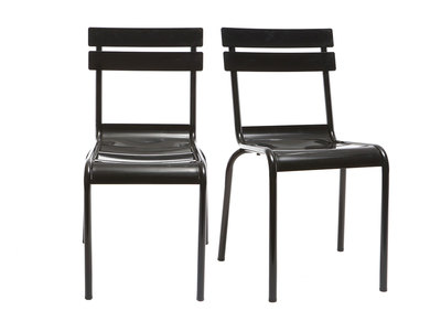 Chaise design m&eacute;tal noire - lot de 2 SHERMAN