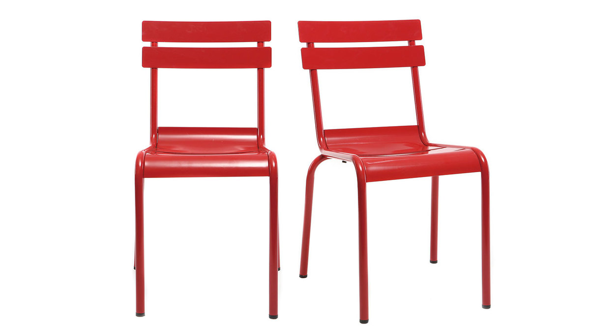 Chaise design mtal rouge (lot de 2) SHERMAN