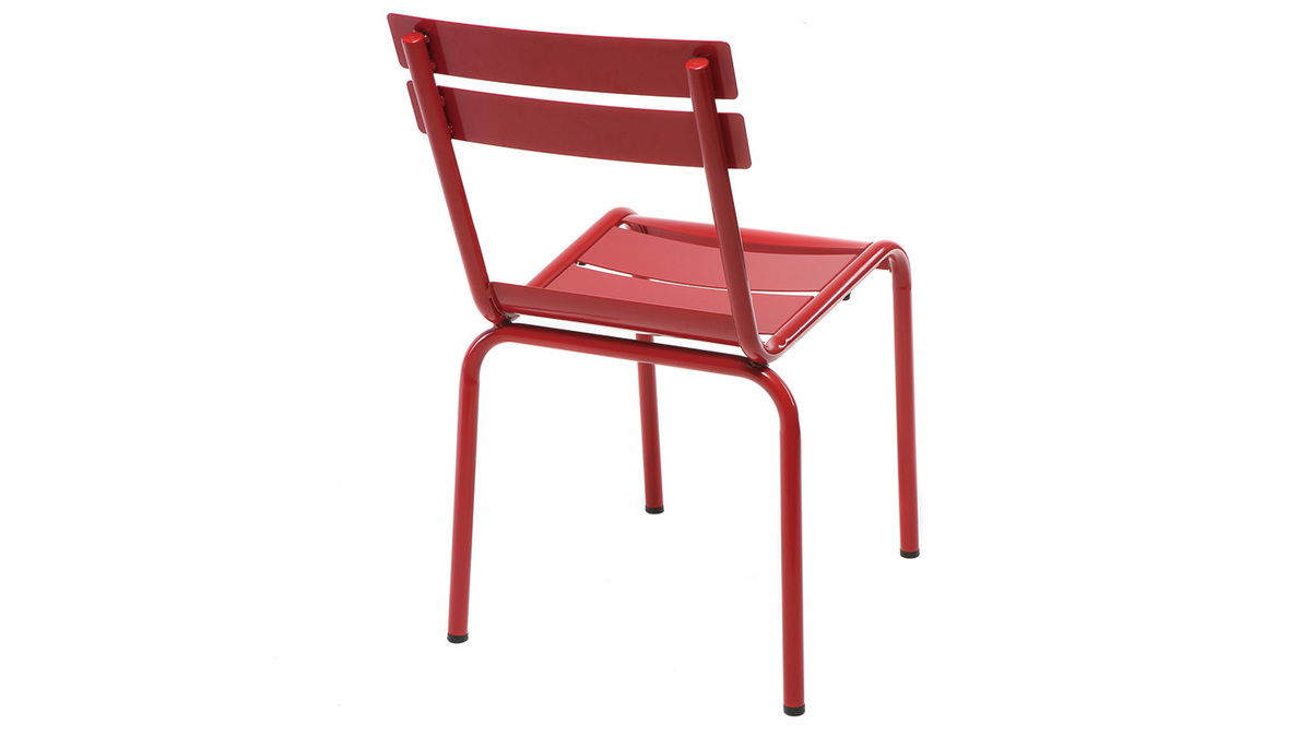 Chaise design mtal rouge (lot de 2) SHERMAN