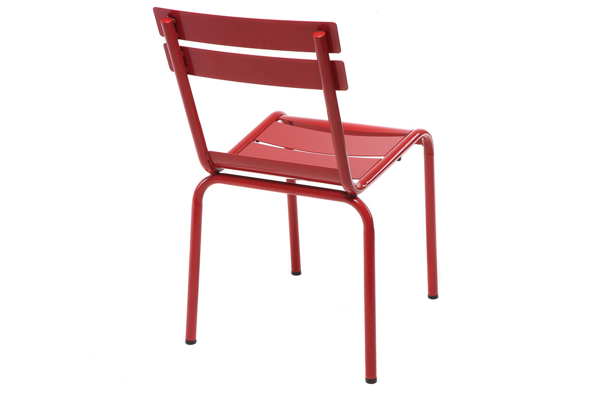 Chaise design m�tal rouge (lot de 2) SHERMAN