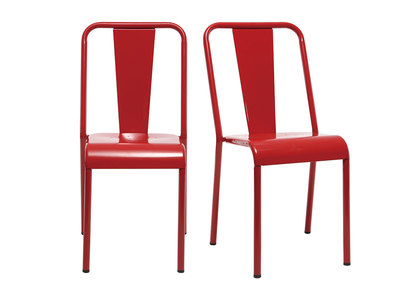 Chaise design m&eacute;tal rouge - lot de 2 EVAN