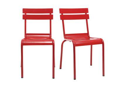 Chaise design m&eacute;tal rouge - lot de 2 SHERMAN