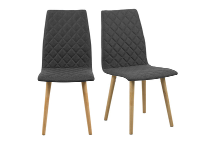 Chaise design molletonn&eacute; losanges gris fonc&eacute; - lot de 2 DIAMOND