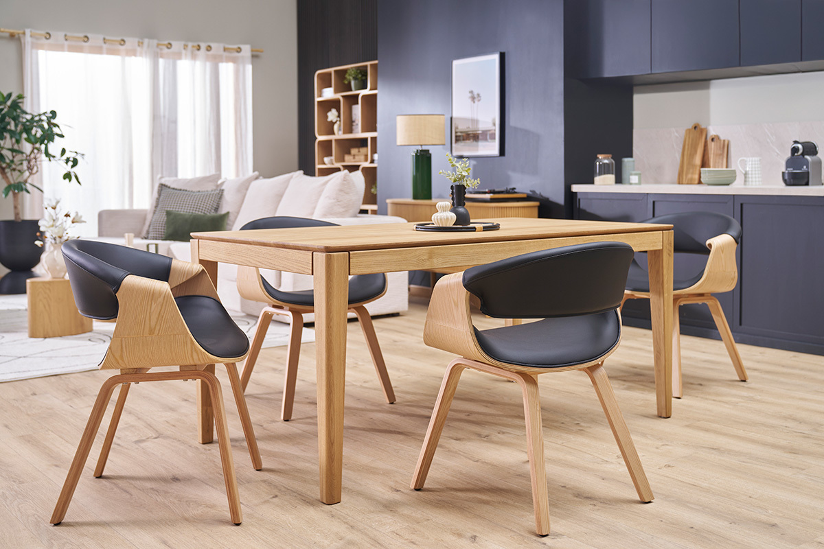 Chaise design noir et bois clair ARAMIS