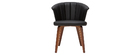 Chaise design noir et bois fonc&eacute; ALBIN