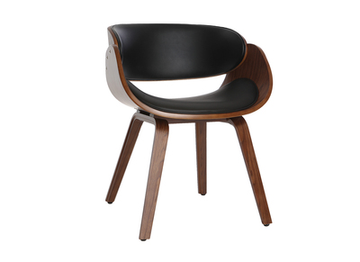 Chaise design noir et bois fonc&eacute; BENT