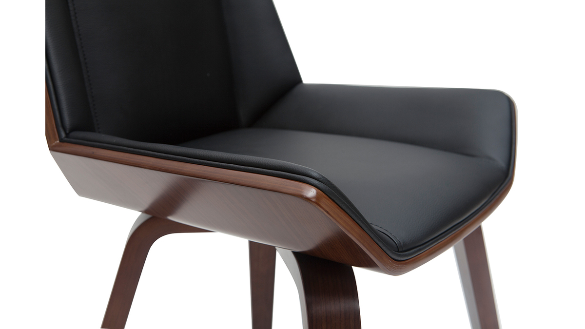 Chaise design noir et bois fonc noyer MELKIOR