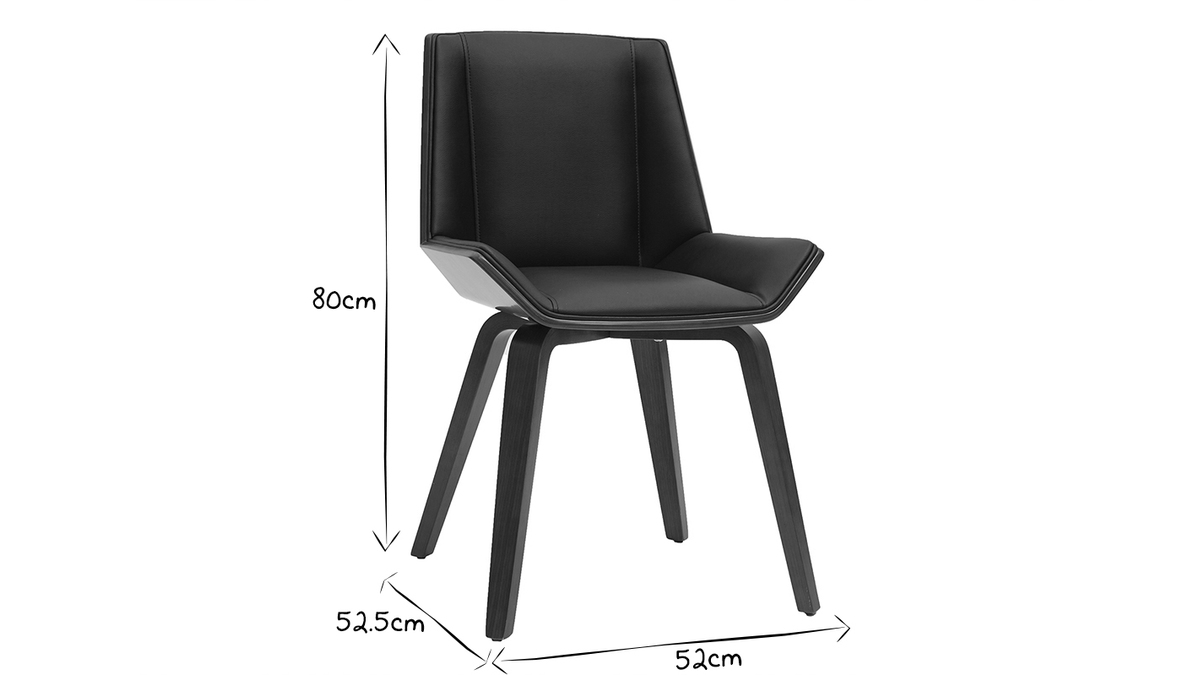Chaise design noir et bois fonc noyer MELKIOR