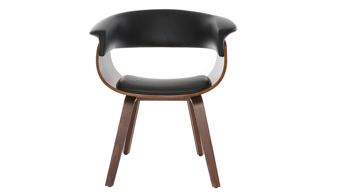 Chaise design noir et bois fonc noyer OKTAV