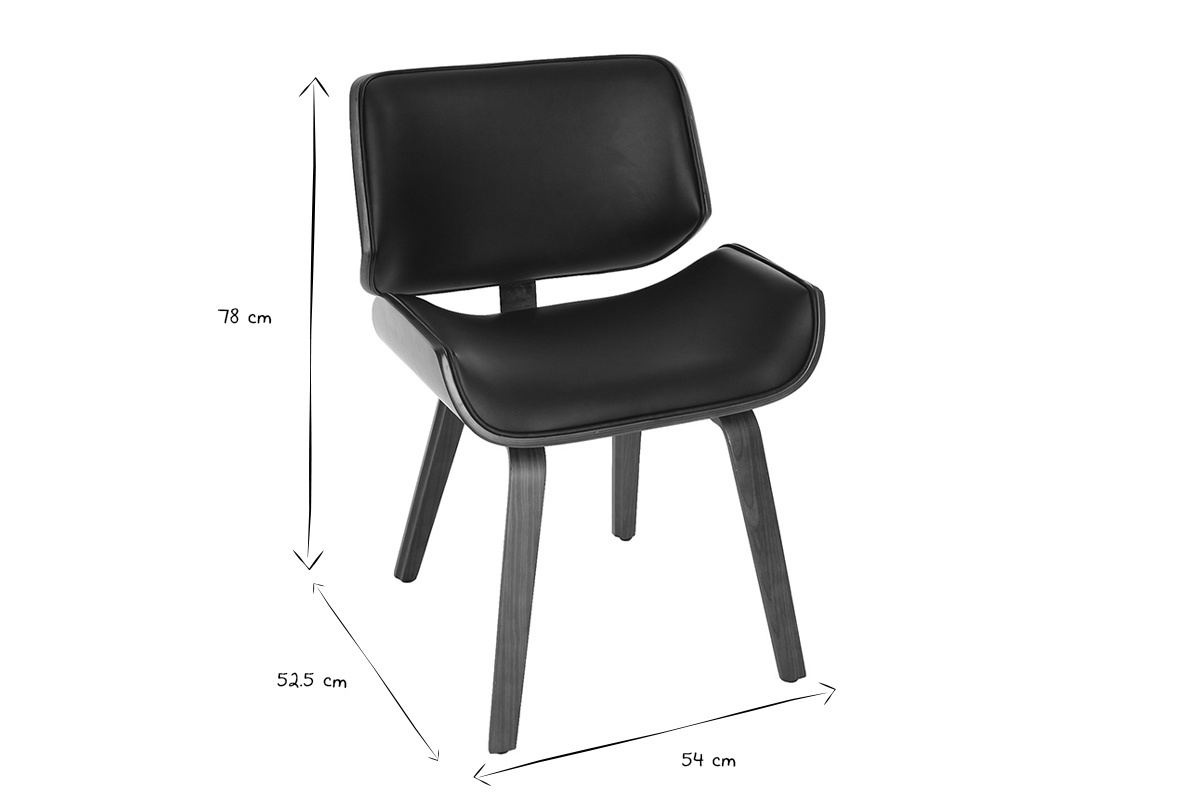 Chaise design noir et bois fonc RUBBENS