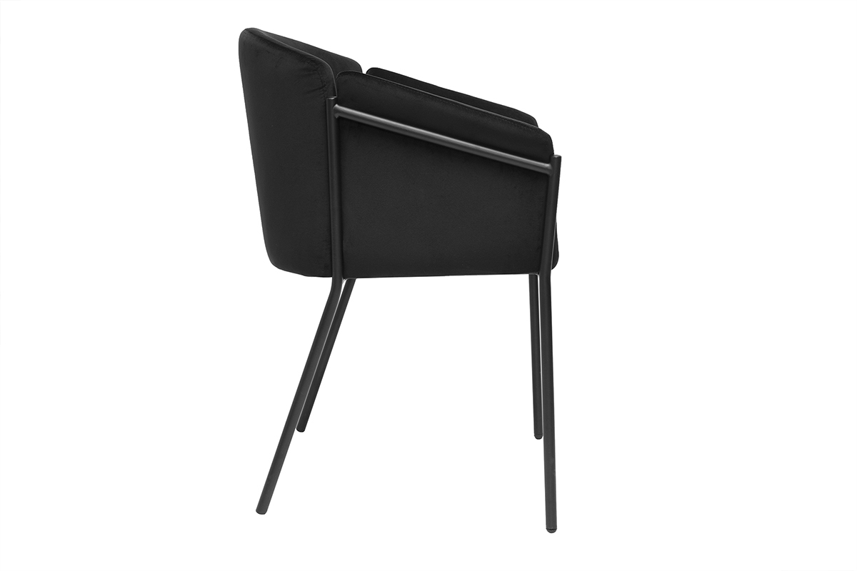 Chaise design noire en tissu velours et mtal BRIANE
