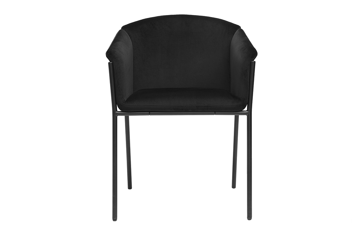 Chaise design noire en tissu velours et mtal BRIANE