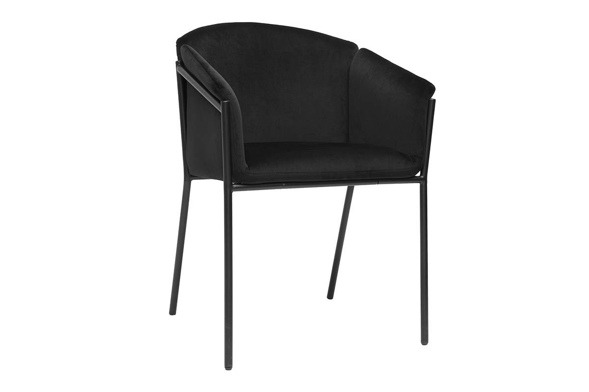 Chaise design noire en tissu velours et mtal BRIANE