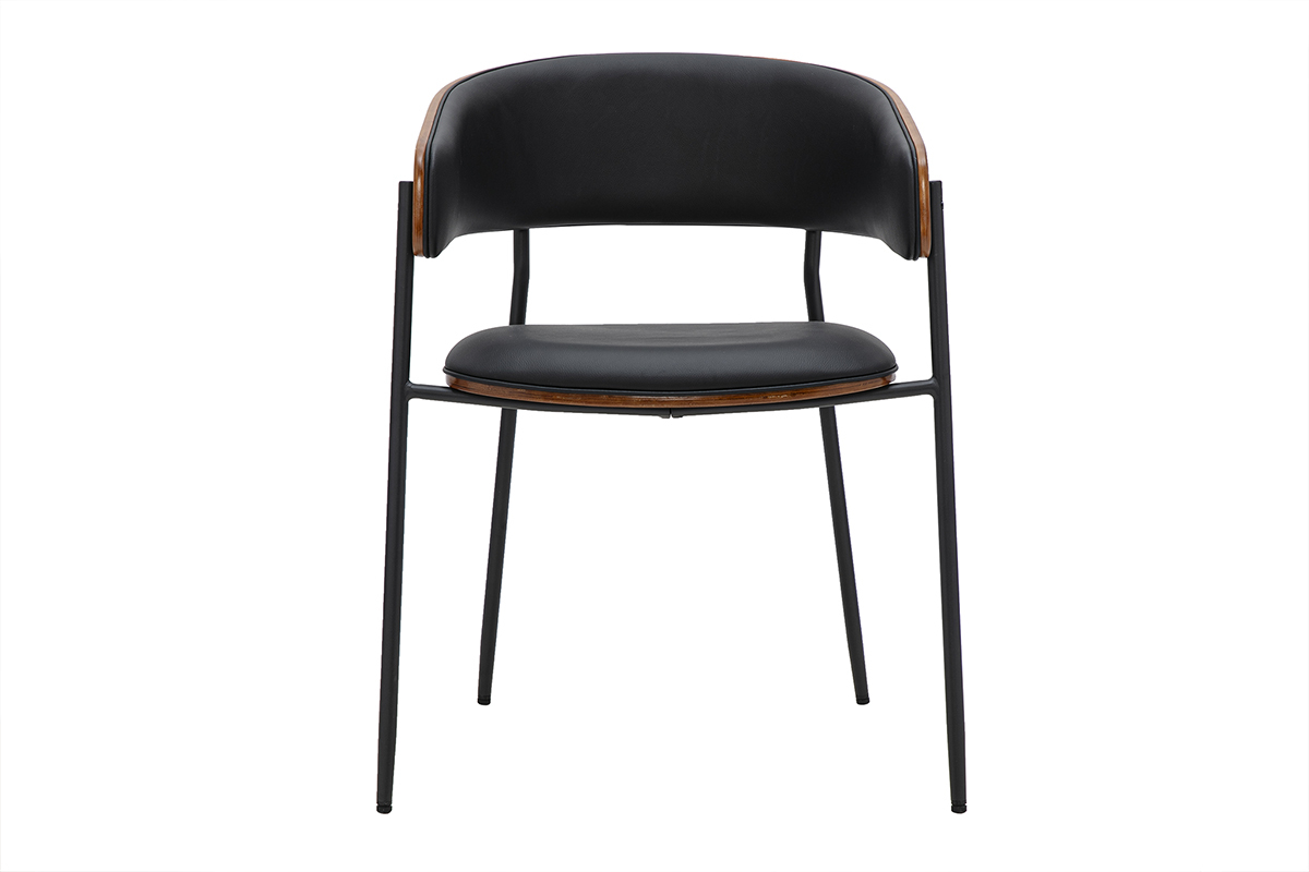 Chaise design noire et bois fonc� noyer DANTE