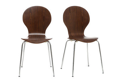 Chaise design noyer - lot de 2 NEW ABIGAIL