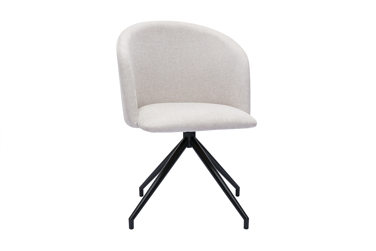 Chaise design pivotante 360� en tissu effet velours textur� beige et m�tal noir VANITY
