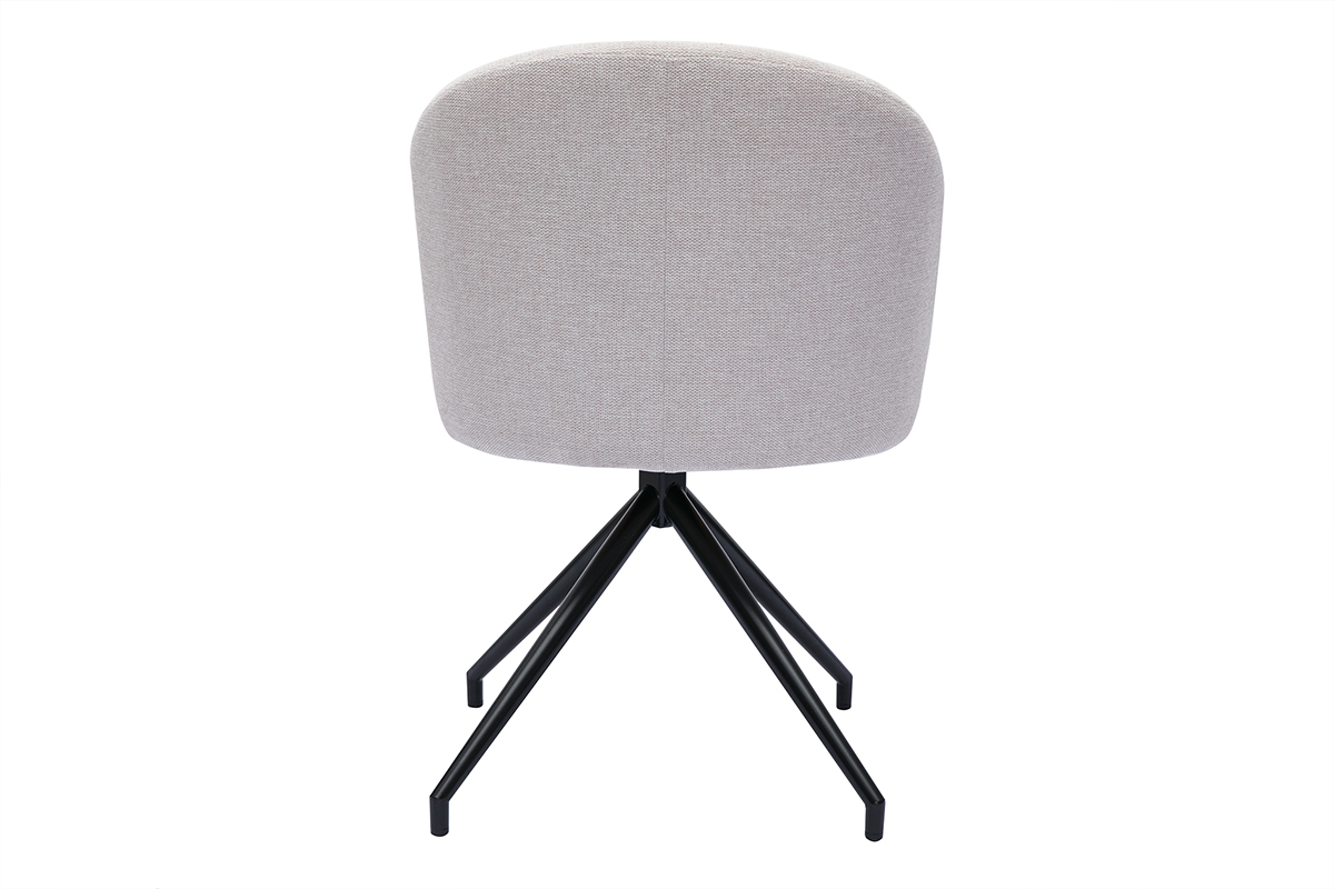 Chaise design pivotante 360� en tissu effet velours textur� beige et m�tal noir VANITY