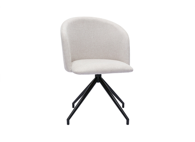 Chaise design pivotante 360&deg; en tissu effet velours textur&eacute; beige et m&eacute;tal noir VANITY