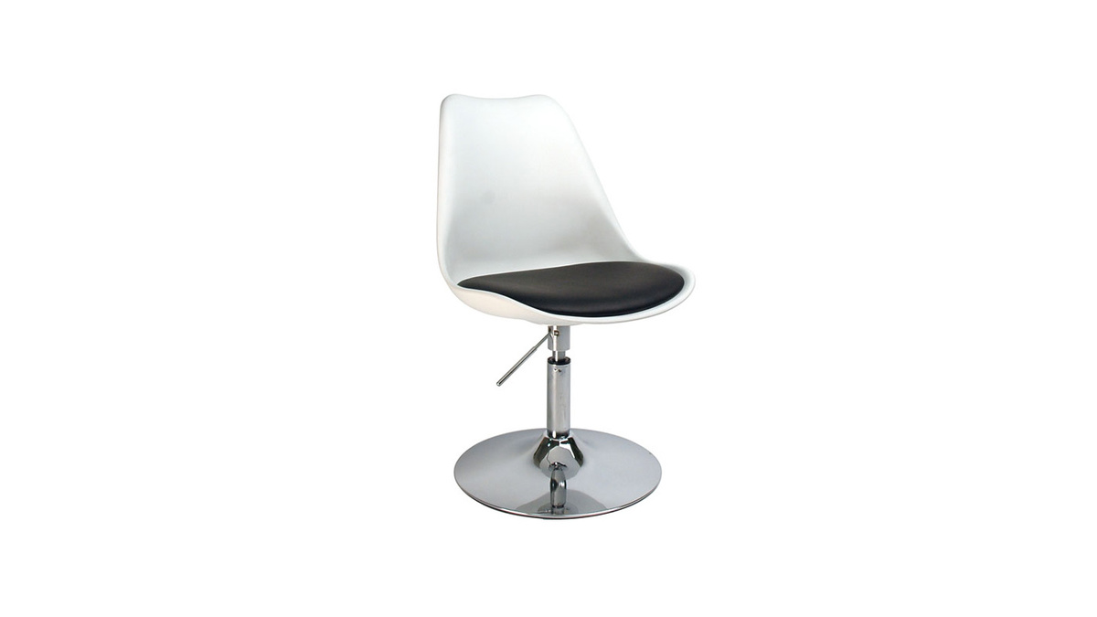 Chaise design pivotante blanche avec assise noire STEEVY