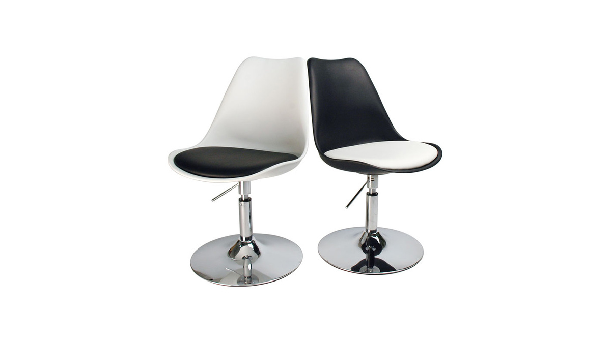 Chaise design pivotante blanche avec assise noire STEEVY