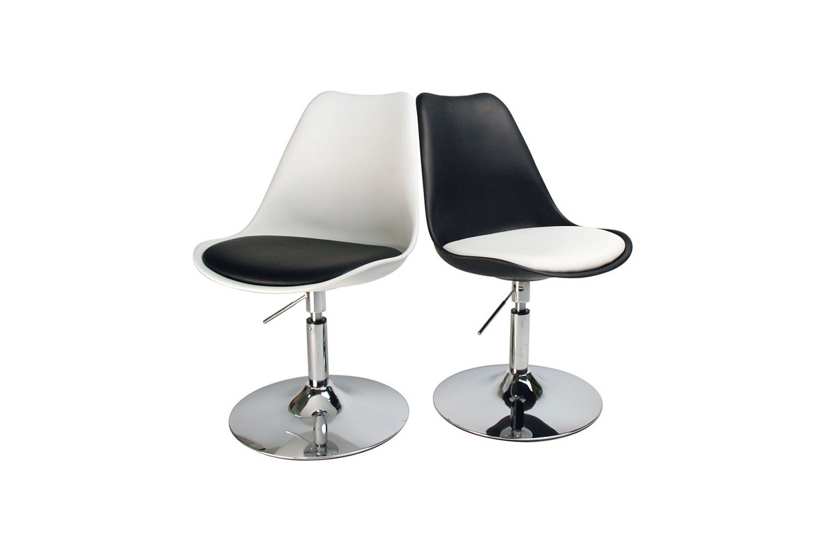 Chaise design pivotante blanche avec assise noire STEEVY