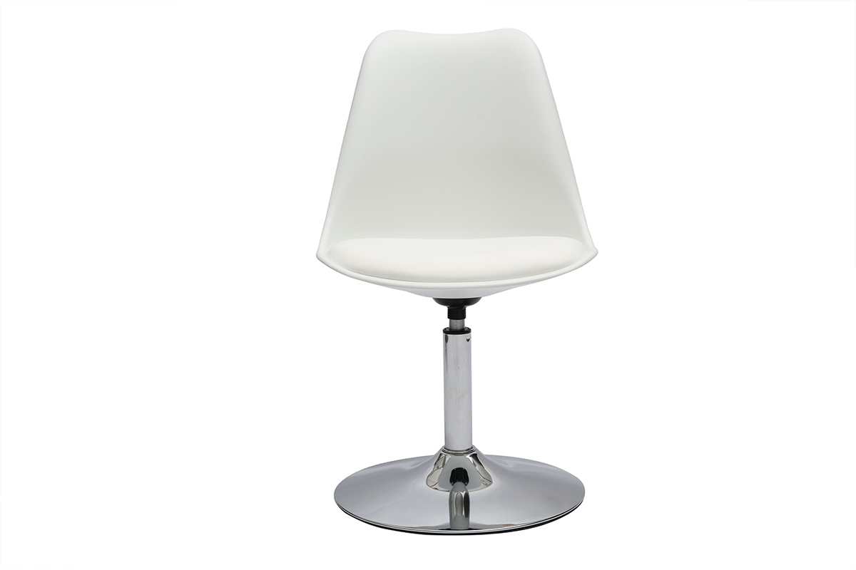 Chaise design pivotante blanche et mtal chrom STEEVY V2