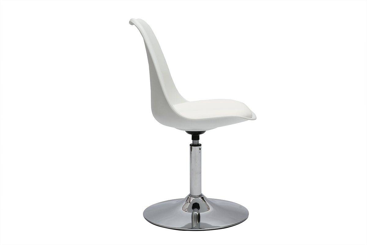 Chaise design pivotante blanche et mtal chrom STEEVY V2