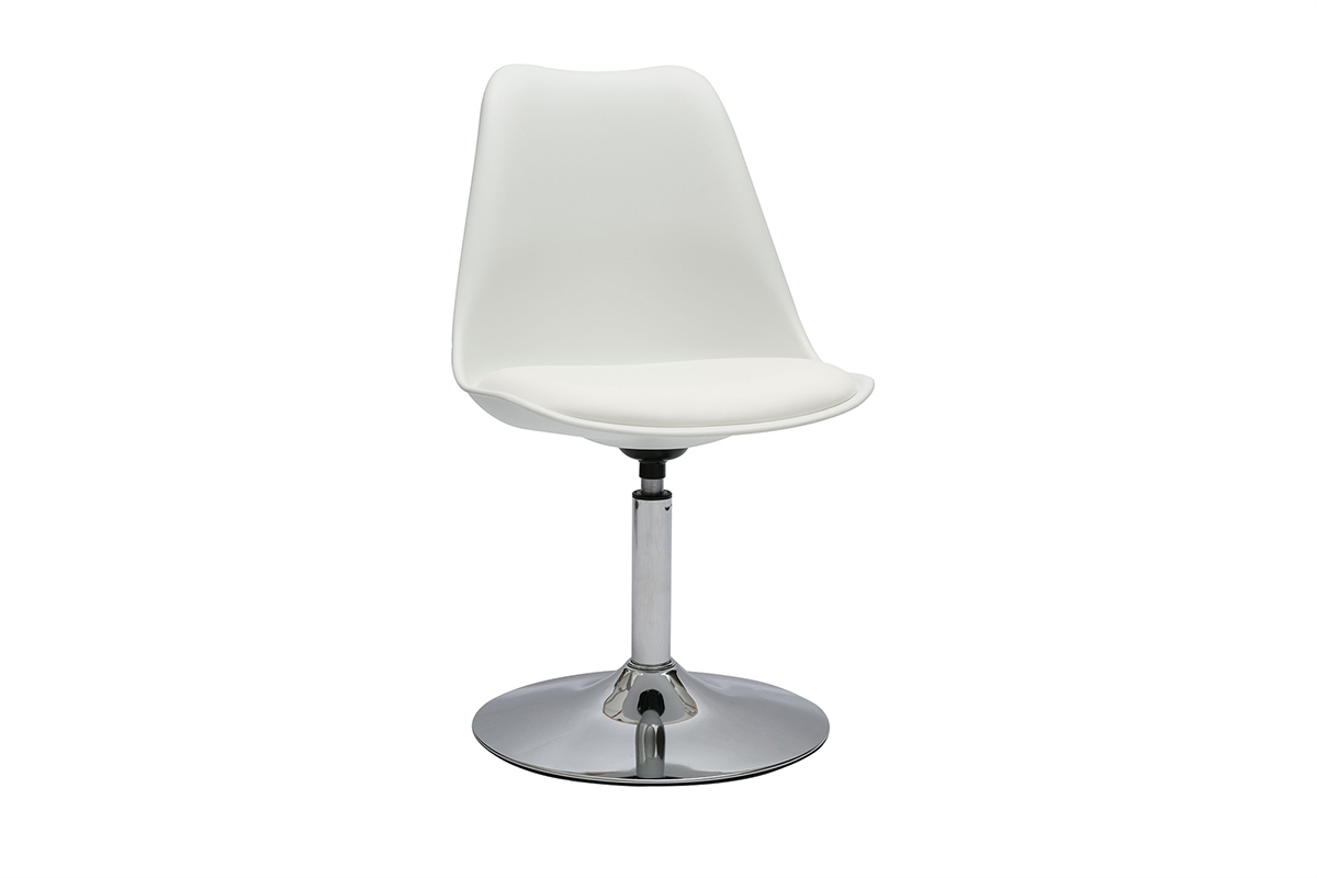 Chaise design pivotante blanche et mtal chrom STEEVY V2